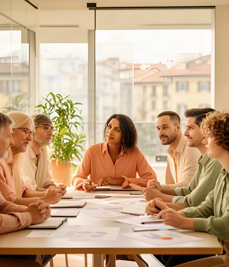 Team HR riunito in un ufficio luminoso di Vignate attorno a un tavolo di lavoro